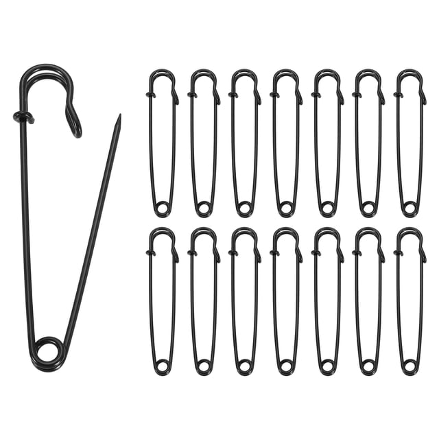Uxcell 30pcs Safety Pins 100mm Electroplated Large Safety Pin for Clothes, Black