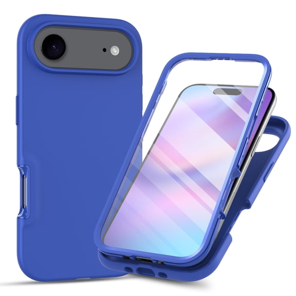 For iPhone Air Phone Case,Hybrid 2-in-1 Heavy Duty Rugged Design,Built-in Screen Protector,Anti-Scratch Lightweight Shockproof Anti-fall Protection,Durable Rugged Phone Case,Darkblue