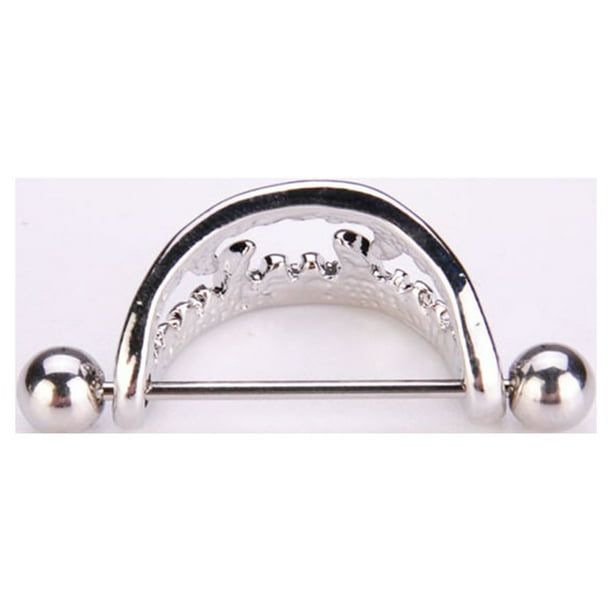 Juhai Amazing Flower Surgical Steel Heart Nipple Shield Bar Ring Juhai Amazing Flower Surgical Steel Heart Nipple Shield Bar Ring