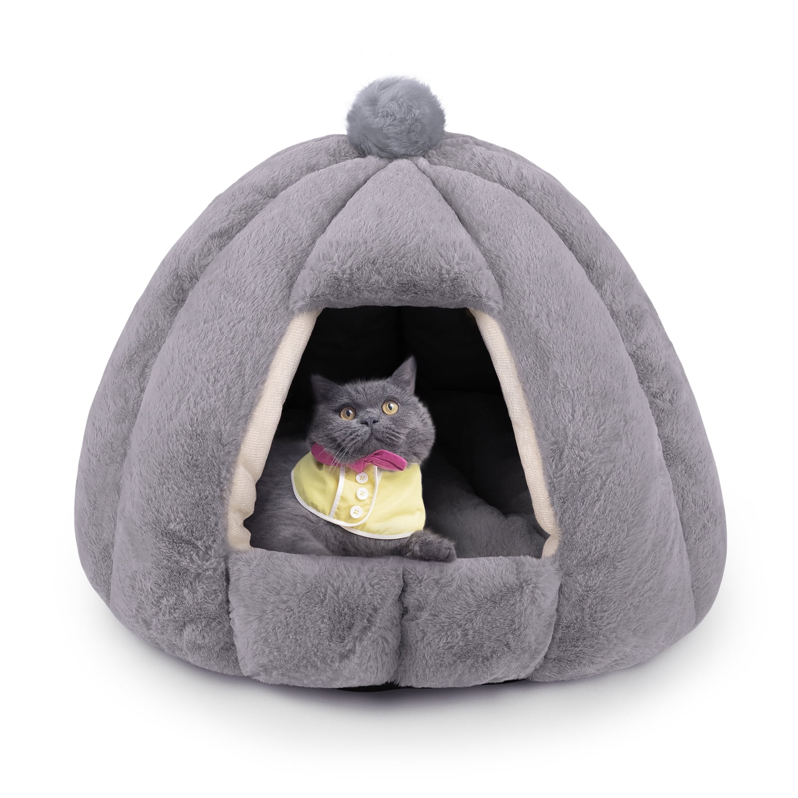 Lucky Monet Cozy Cave Pet Cat Bed with Removable Cushion for Cats Small Dogs