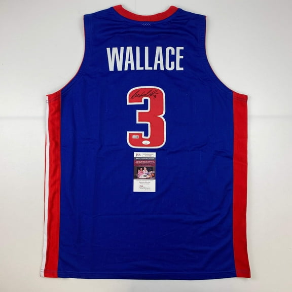 Autographed/Signed Ben Wallace Detroit Blue Basketball Jersey JSA COA