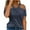 Navy, variant on Oalirro Womens Summer Round Neck Off The Shoulder Tops Casual T Shirts Cut Out Puffy Short Sleeve Solid Color Blouses