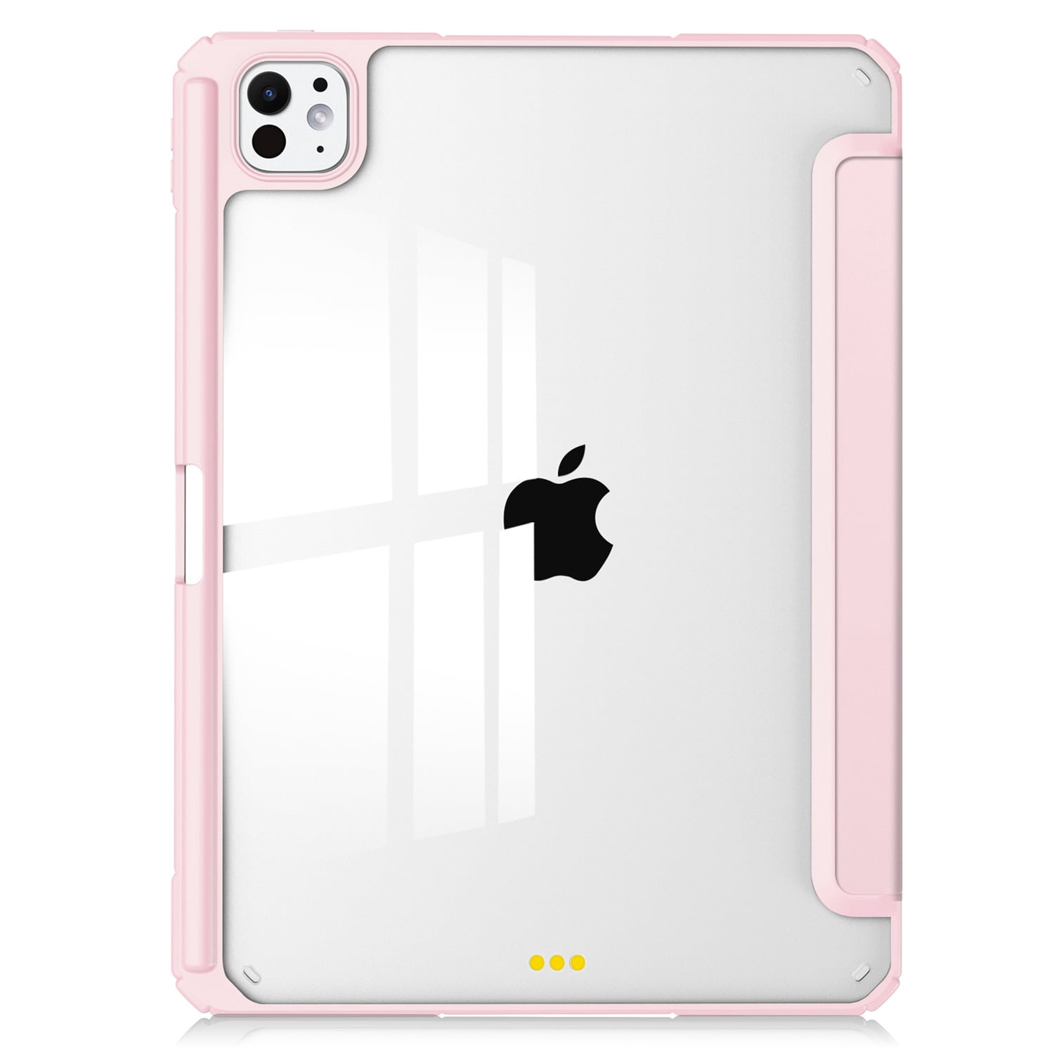 SaniMore Case for Apple iPad Pro 13 (2024), Auto Sleep/Wake Shock Resistant [Built-in Pencil Holder] Flip Stand [Dual Angle] Transparent Slim Lightweight Anti-fall Tablet Shell, Rosegold