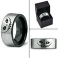 thumbnail image 4 of Tungsten Alice in Wonderland Cheshire Cat Band Ring 8mm Men Women Comfort Fit Brushed Gray Flat Cut Black Polished, 4 of 4