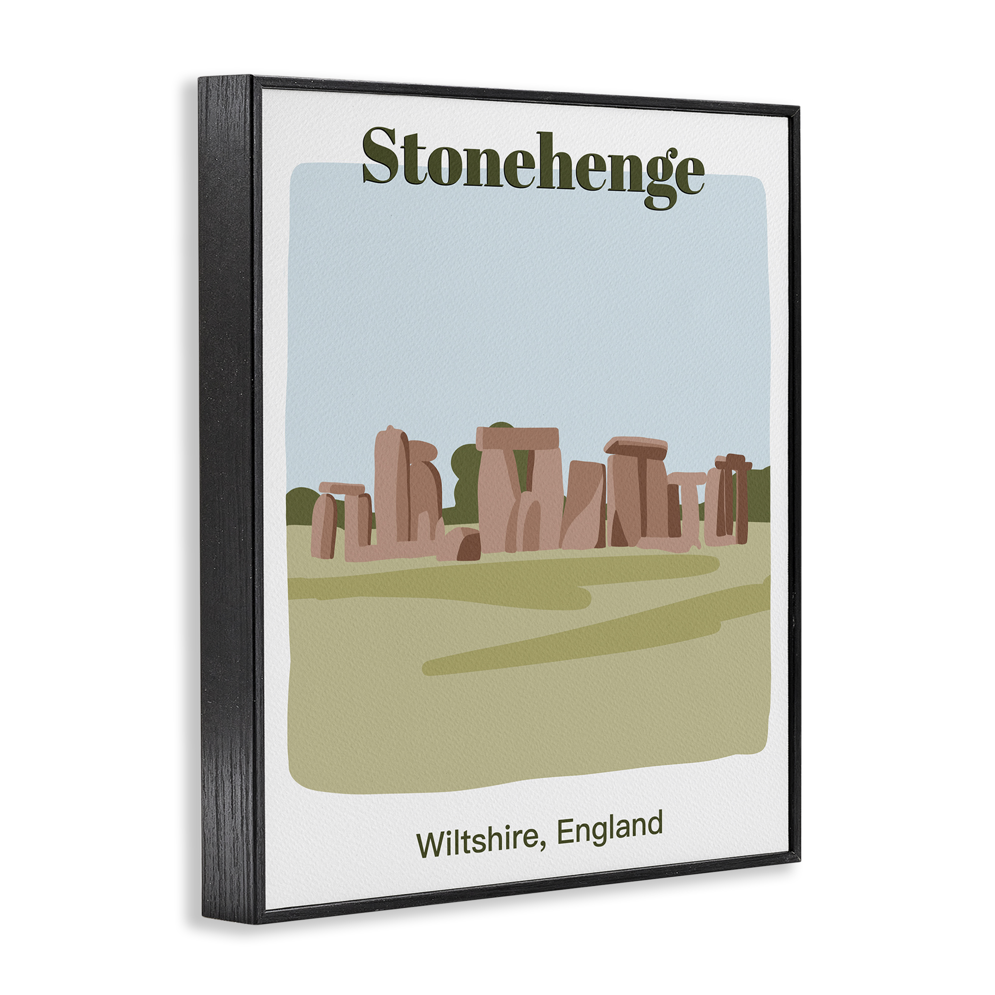 Stupell Industries Stonehenge Landmark Architecture Town & City Painting Black Framed Art Print Wall Art, 16 x 20
