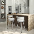 thumbnail image 3 of Amisco Eller 30 In. Swivel Bar Stool - Off White Faux Leather / Shiny Grey Metal, 3 of 6