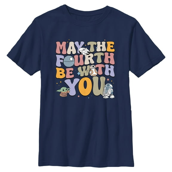 Boys Star Wars: The Mandalorian Retro Fourth Text T Shirt