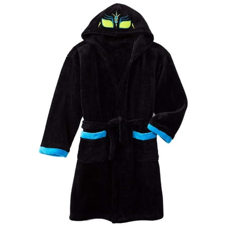 Joe Boxer Boys Plush Black Mask Hooded Bath Robe Fleece House Coat