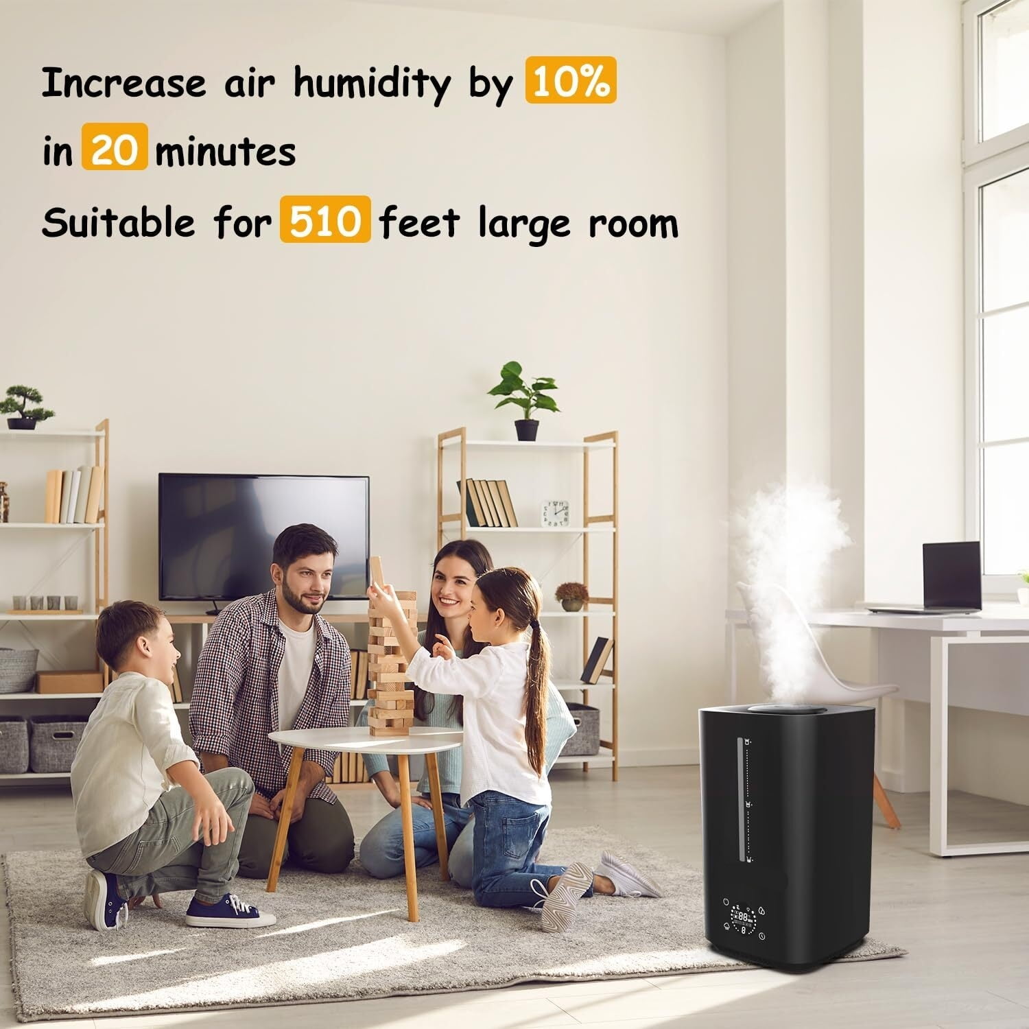JXW Bedroom Humidifier for Adults, Cool Mist Humidifier for Baby and Plants