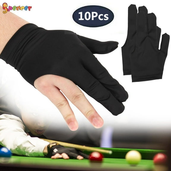 Spencer 10Pcs Elastic Lycra 3 Fingers Billiards Glove Snooker for Billiard Shooters Carom Pool Snooker Cue