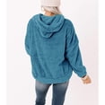 thumbnail image 4 of Women Plush Sweatshirt Drawstring Hood Loose Fit Fuzzy Lady Pullover Hoodie with Front Pocket for Work Sports Daily Marine Blue M, 4 of 6