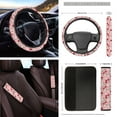 thumbnail image 4 of Yuyamidu 16 PCS Cherry Car Seat Cover Set Daisy Steering Wheel Cover Rearview Mirror Cover Keychain Cup Holders Sunshade for Car Seatbelt Pad Handbrake Cover Gear Shift Knob Cover, Pink, 4 of 7