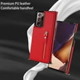 thumbnail image 3 of Compatible with Samsung Note 20 Ultra Case, Crossbody Wallet Case, Adjustable Detachable Lanyard Neck Strap with Kickstand Leather Card Holder Protective Cover for Galaxy Note 20 Ultra,Red, 3 of 11