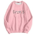 thumbnail image 4 of Arlun Crewneck Sweatshirts Womens Trendy Floral Printed Soft Comfortable Long Sleeve Hoodless Tops 2025 Fall Winter Baggy Drop Shoulder Pullovers Pink XXL, 4 of 4