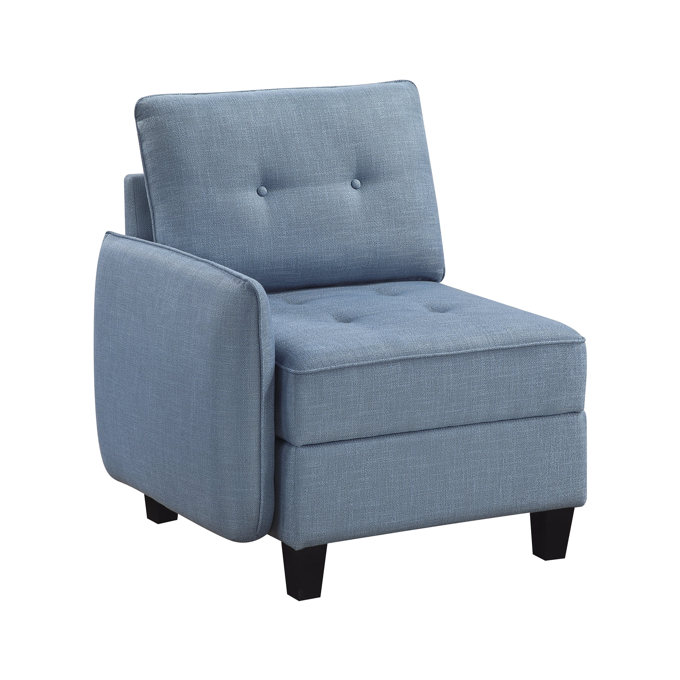 OakvillePark Silvercross Textured Fabric Reversible Chair with One Arm and Storage, Module for Modular Sectional Sofa, Blue