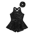 thumbnail image 3 of YONGHS Kids Girls Sequins Latin Modern Jazz Dance Dress Leotard with Hair Band Performance Costume Black 8, 3 of 5