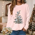 thumbnail image 2 of Kaprioy Sweatshirts for Women Snow Tree Prints Fall Fashion Clothing Long Sleeve Shirt Christmas Gift Pullover Tops Pink, M, 2 of 6