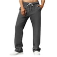 thumbnail image 2 of Mens Cotton Athletic Pants Open Bottom Running Sweatpants Straight Leg Casual Joggers with Pockets Dark Gray, 2 of 5