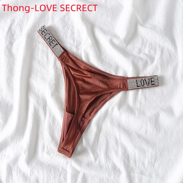 Bragas sexis para mujer, ropa interior secreta con letras de diamantes de imitación de cristal, tangas de amor para gimnasio, lencería de realce de tiro bajo para mujer Tan Jianjun unisex