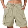 thumbnail image 2 of Bermuda Shorts for Women Elastic Waist Casual Shorts Plus Size Fashion Cargo Shorts with Pockets, 2 of 7