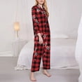 thumbnail image 3 of Honeii Red Buffalo Plaid Print Women's Pajama Sets Long Sleeve Button Down Sleepwear Nightwear Soft Pjs Lounge Sets 2PCS-Medium, 3 of 7