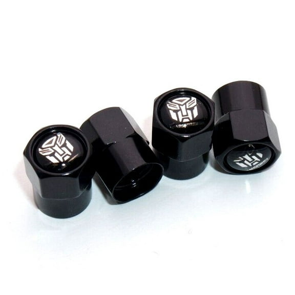 4x Hex Transformers Car Wheels Tire Air Valve Caps Stem Dust Cover Decor Black