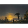 thumbnail image 2 of Ivan Konstantinovich Aivazovsky 18x14 Gold Ornate Wood Frame and Double Matted Museum Art Print Titled - The Galata Tower by Moonlight ( 1845), 2 of 4