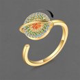 thumbnail image 3 of Qarigey Anillo de planeta de circón giratorio, brillante ajustable abierto, anillos antiestrés, joyería de dedo portátil de moda, oro Type3 NO3, 3 of 6