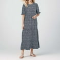 thumbnail image 1 of WILLBEST Quinceanera Dama Dresses Robe Décontractée Imprimée pour Femmes Manches Courtes Col Rond avec Fermeture à Boutons Ajustement Confortable Robe d'Été, 1 of 7