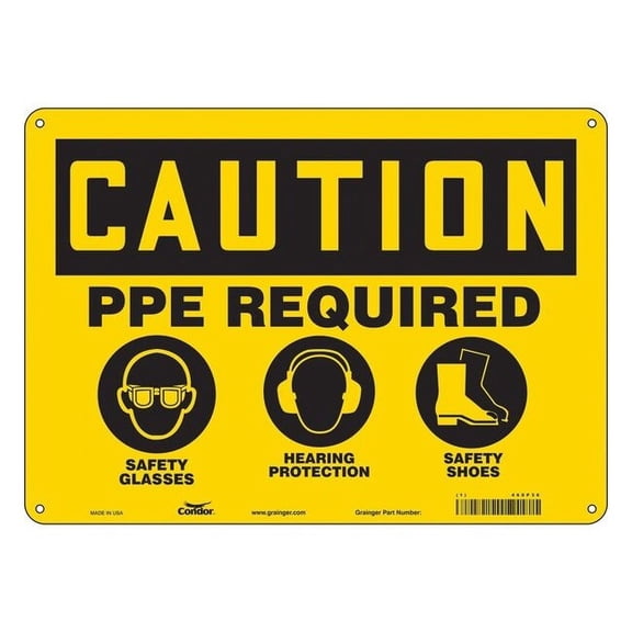 Safety Sign, 10 in Height, 14 in Width, Aluminum, Horizontal Rectangle, English, 468P36