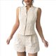 thumbnail image 2 of Conjunto de Dos Piezas de Verano para Mujer: Camiseta Sin Mangas con Botones y Pantalones Cortos de Cintura Alta. Albaricoque L, 2 of 8