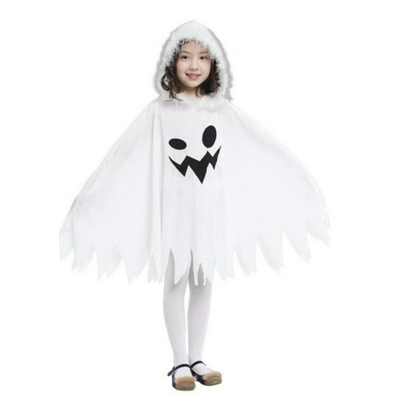 GYRATEDREAM Toddler Baby Boys girls Halloween ghost cape top kids Halloween bats cloak Tassel outfits Baby Clothes Hats Sets for 4-6Y White
