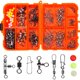 thumbnail image 3 of Kit de 141 piezas de eslabones giratorios de pesca, aparejos de pesca con broches, conector de línea enrollable Caja naranja, 3 of 7