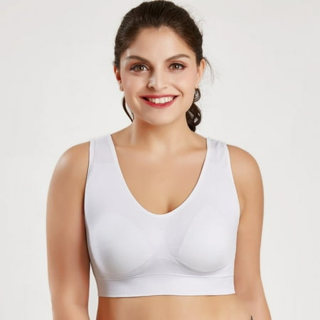 

Fashion Double Layer Comfort Sports Bra Pure Color Plus Size Ultra-thin Large Bra Sports Bra Full Bra Cup Tops Wire-Free Large Size Seamless Rimless Vest Style No Trace Yoga Sports Bra White L