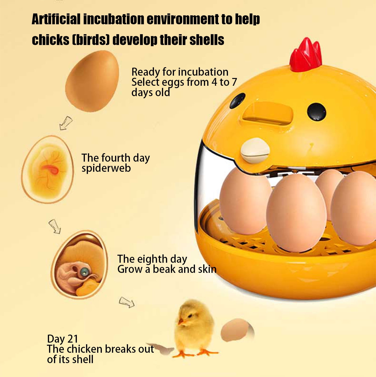 SIYTUAU Smart Egg Incubator Device Poultry Hatchery Tool Electronic Incubator Chicken Hatcher Temperature Control Hatcher Poultry Hatchery Chicken Eggs Incubator Animal Incubator yellow