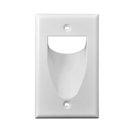Recessed Single 1 Gang Low Voltage Cable Wall Plate White
