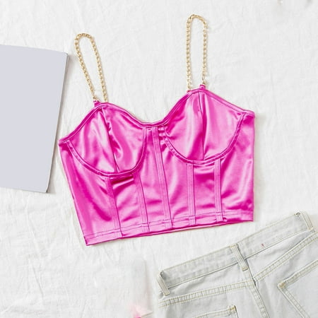 Wycnly Summer Saving Clearance Camisole for Women Gym Tops for Women Going out Sexy Silky Satin Corset Spaghetti Strap Tops 2024 Fashion Solid Sleeveless T Shirts Girls Sleeveless Shirt