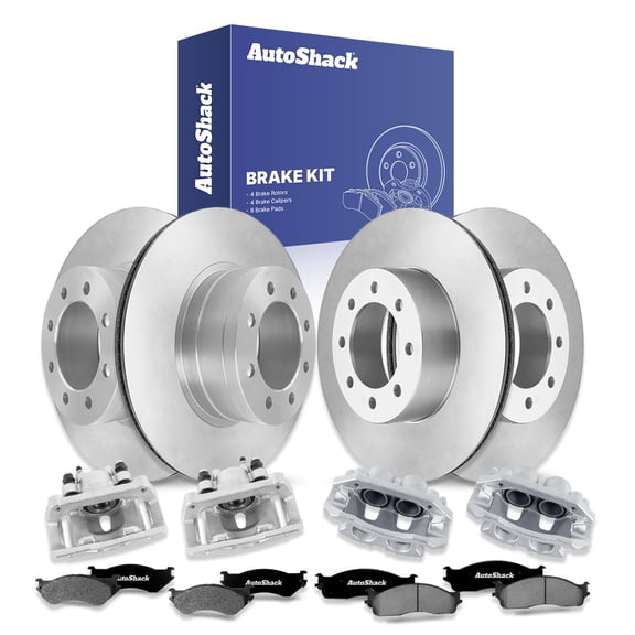 AutoShack Front & Rear Brake Rotors Ceramic Brake Pads Calipers | Replacement for 2006-2008 Dodge Ram 1500 3.7L 4.7L 5.7L V6 V8 4WD RWD | 16-PC Brake Kit