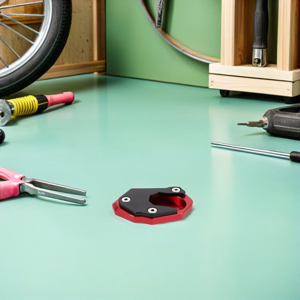 Houderco Base Estabilizadora Para Caballete Lateral De Motocicleta Aluminio Rojo Fácil Instalación Con Tornillos