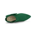 thumbnail image 4 of BLISSFUL STEP Women's Zip Pointed Toe Stiletto Bow Heels Ankle Boots Emerald Green 9, 4 of 7