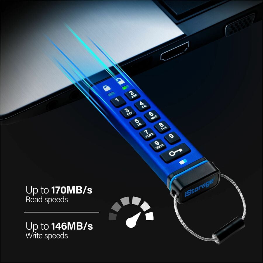 iStorage datAshur PRO 256 GB | Secure Flash Drive | FIPS 140-2 Level 3 Certified| NLNCSA DEP-V Certified | NATO Restricted Certified | PIN protected | Dust/Water Resistant - 32 GB - USB 3.2 (Gen 1)...
