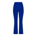 thumbnail image 3 of MIUOWANP Women's High Waist Yoga Pants with Pockets Solid Color Hip Lift Slim Fit Sports and Fitness Flare Pants Size L(8)Blue, 3 of 4