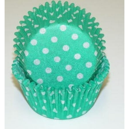 

Green and White Polka Dot Cupcake Liners - Baking Cups -50pack