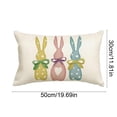 thumbnail image 4 of Yhmxh Easter Bunny Throw Pillow Cover, 12 x 20 Inch Cute Rabbit Rectangle Linen Cushion Case, Wildflowers Throw Pillow Case Decoration, Holiday Farmhouse Decoration for Bed Sofa Couch, 4 of 7