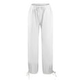 thumbnail image 7 of Cotton Linen Pants for Women Baggy Lightweight Cozy Pants Elastic Waist Casual Lounge Wide Leg Summer Harem Pants, 7 of 7