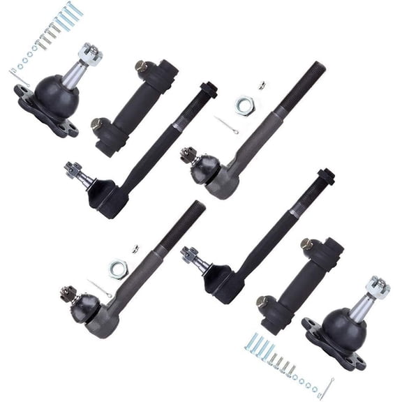 CCIYU Inner Outer Tie Rod & Tie Rod Adjusting Sleeve Upper Ball Joints Fit 96-00 For Chevy K1500 K1500 Suburban K2500 95-99 For Chevy Tahoe For GMC K1500 K2500 Yukon For Cadillac 8pcs Suspension Kit