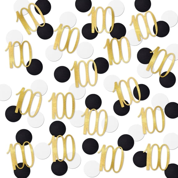 Gold Glitter 100 Confetti, 100th Birthday Number Confetti, 120Pcs Anniversary Party Table Decoration Supplies