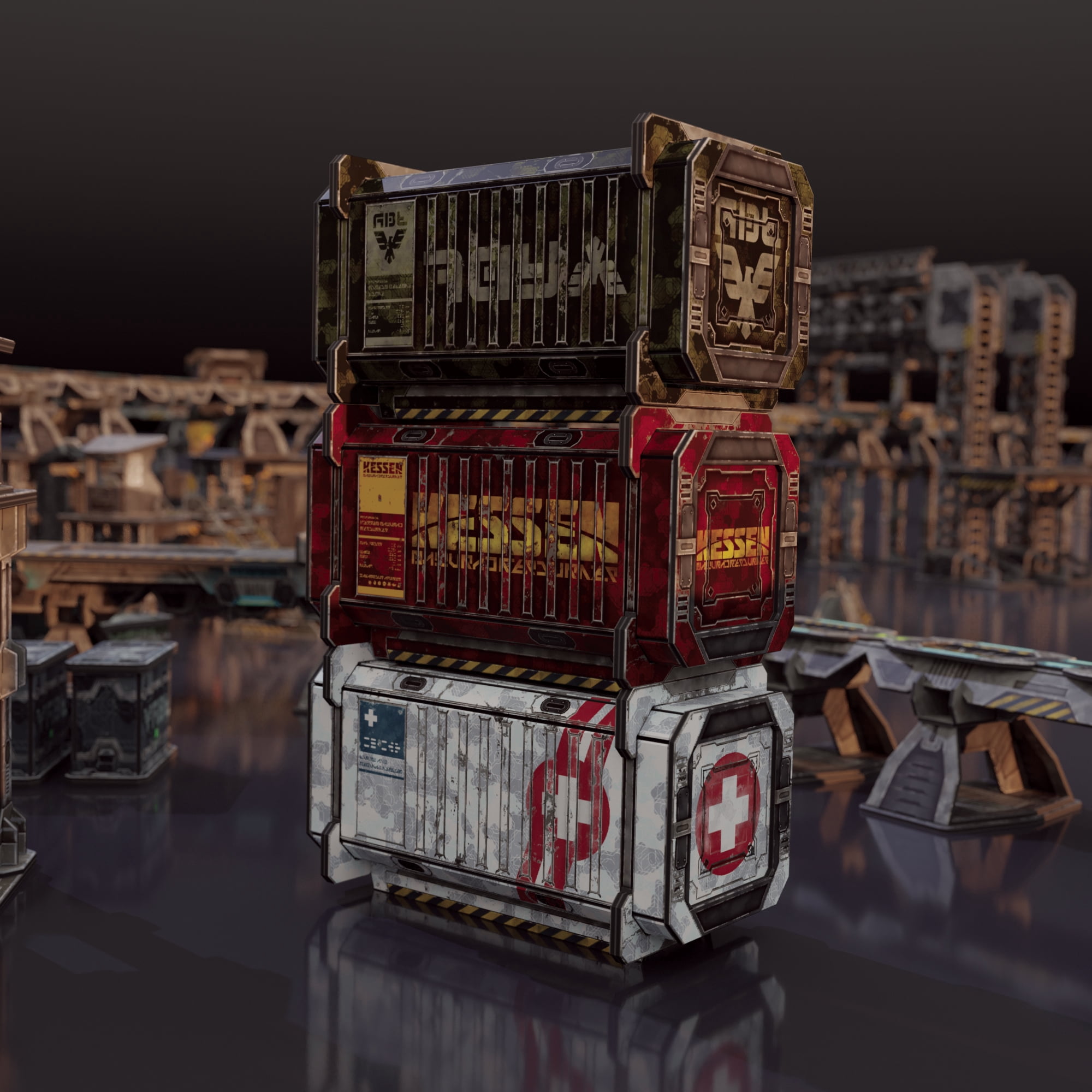 TinkerTurf Sci-Fi Terrain: Cargo Containers Series 1 Add-On - Neutral Theme