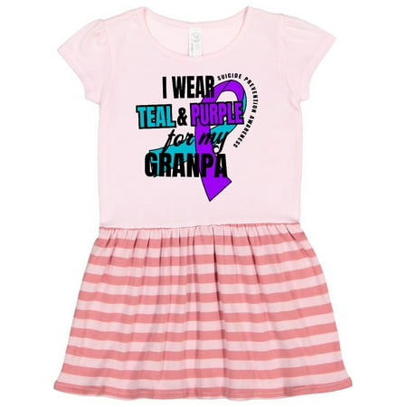 

Inktastic Suicide Prevention I Wear Teal and Purple for My Granpa Gift Toddler Girl Dress