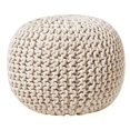 thumbnail image 1 of AeroSoft Cotton Braid Cord Hand Knitted Cable Style Dori Pouf in Natural, 1 of 7